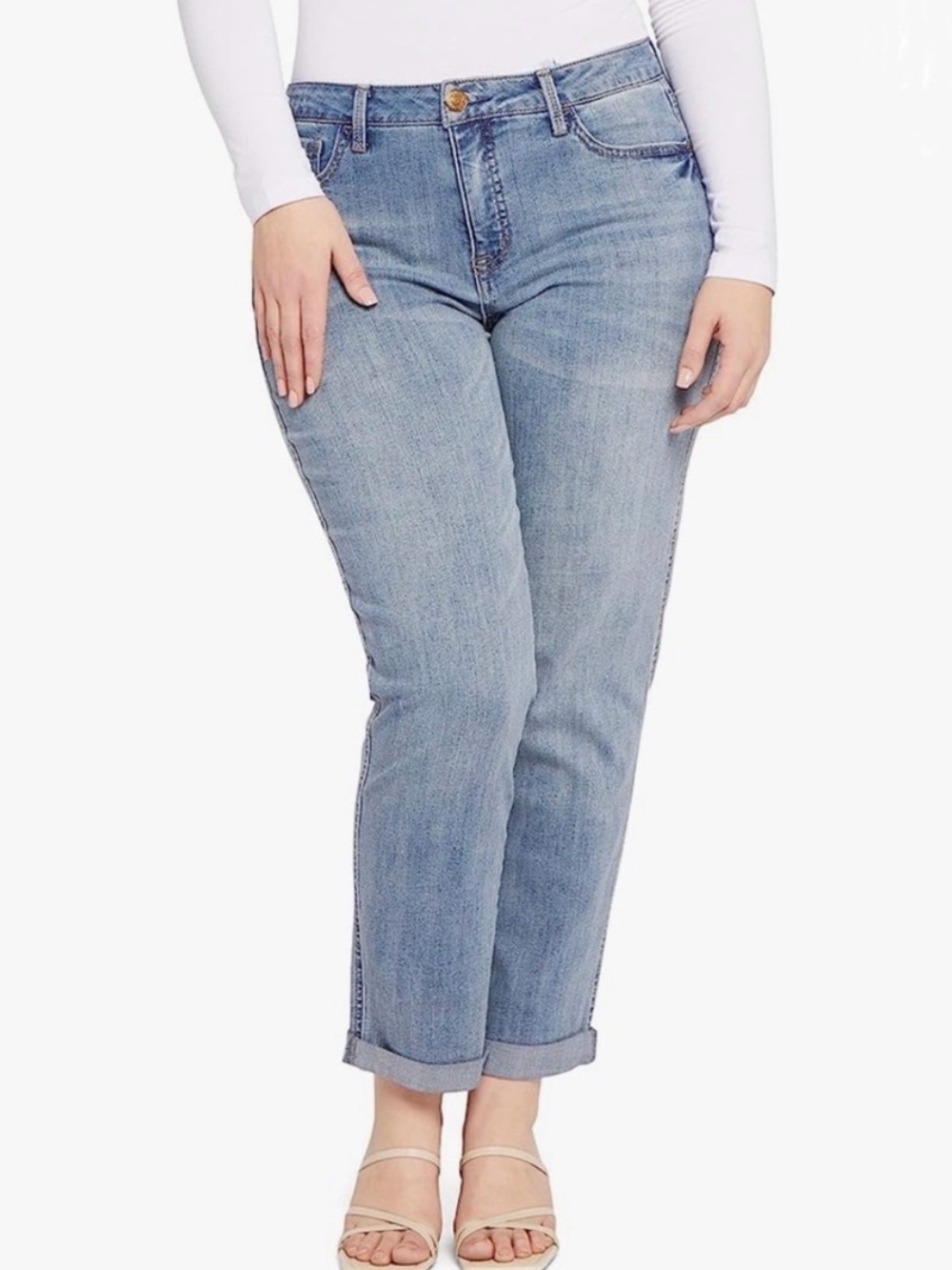 Seven7 Womens Weekend Easy Fit Boyfriend High Rise Rolled Cuffs Size 12
